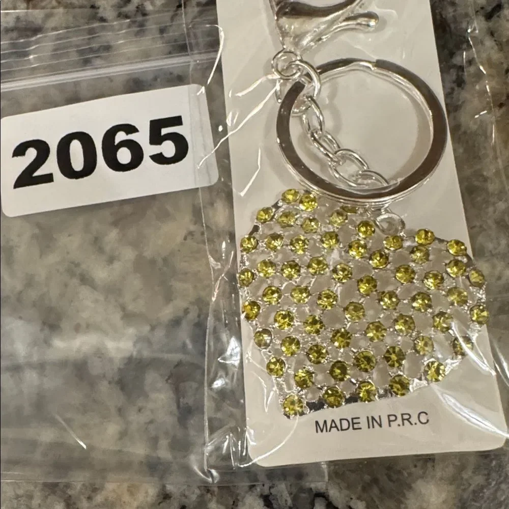 2065 Yellow Stones Heart Key Ring & Bag Charm‎